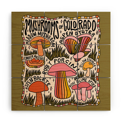 Doodle By Meg Mushrooms of Colorado Wood Wall Mural