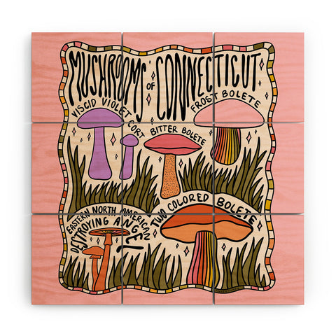 Doodle By Meg Mushrooms of Connecticut Wood Wall Mural