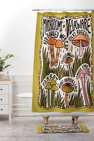 Doodle By Meg Mushrooms of Delaware Shower Curtain And Mat