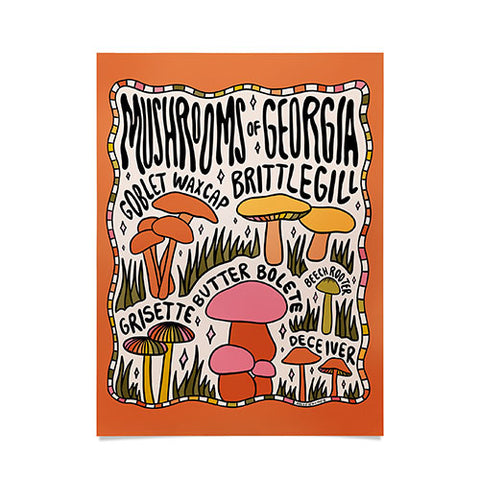 Doodle By Meg Mushrooms of Georgia Poster