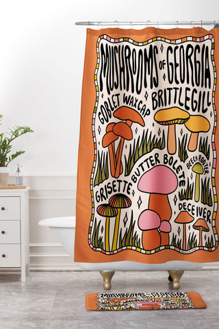 Doodle By Meg Mushrooms of Georgia Shower Curtain And Mat