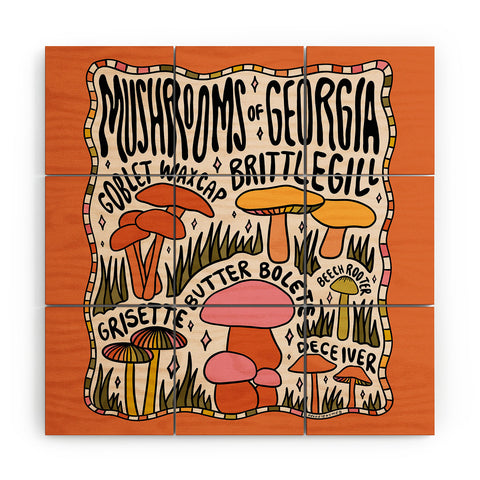 Doodle By Meg Mushrooms of Georgia Wood Wall Mural