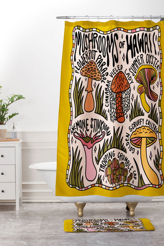 Doodle By Meg Mushrooms of Hawaii Shower Curtain And Mat