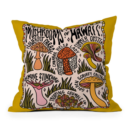 Doodle By Meg Mushrooms of Hawaii Throw Pillow