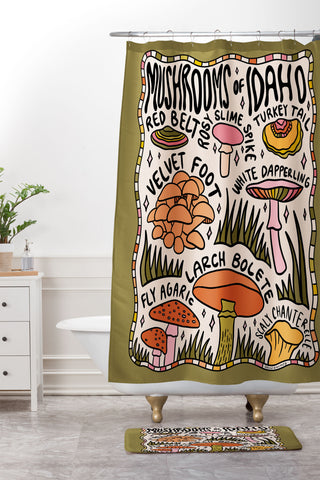 Doodle By Meg Mushrooms of Idaho Shower Curtain And Mat