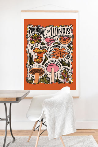 Doodle By Meg Mushrooms of Illinois Art Print And Hanger