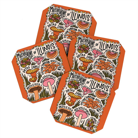 Doodle By Meg Mushrooms of Illinois Coaster Set