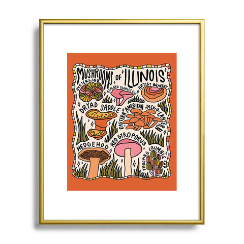 Doodle By Meg Mushrooms of Illinois Metal Framed Art Print