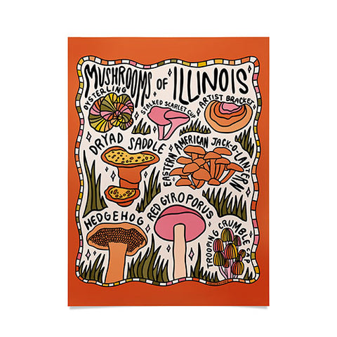Doodle By Meg Mushrooms of Illinois Poster