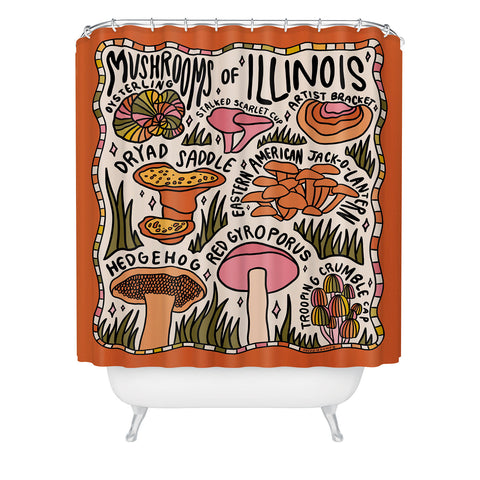 Doodle By Meg Mushrooms of Illinois Shower Curtain