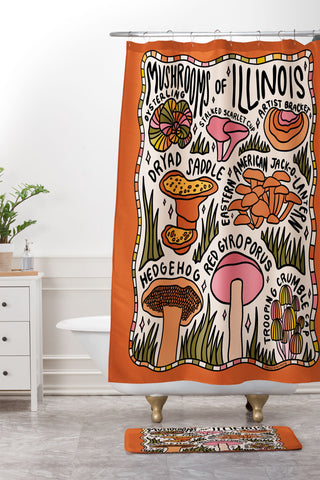 Doodle By Meg Mushrooms of Illinois Shower Curtain And Mat