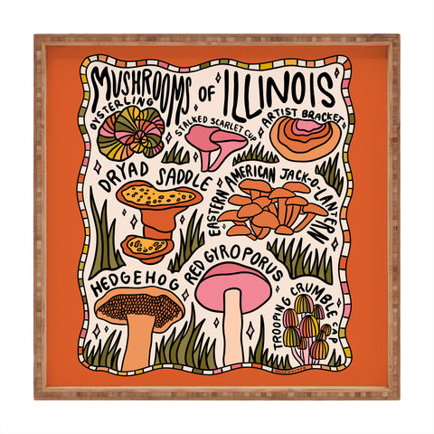 Doodle By Meg Mushrooms of Illinois Square Tray