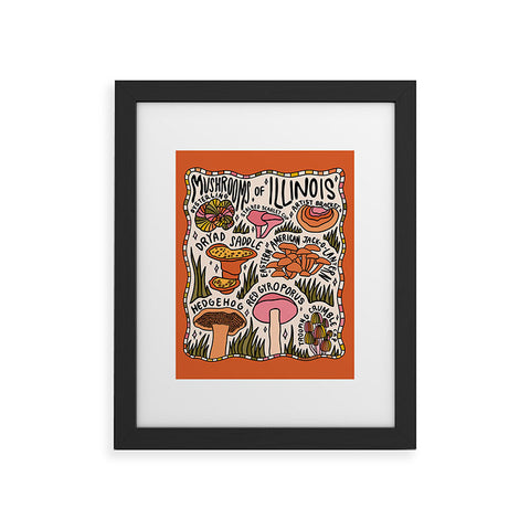Doodle By Meg Mushrooms of Illinois Framed Art Print