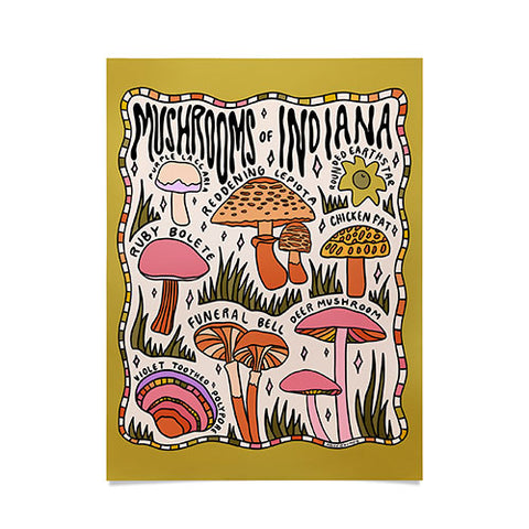 Doodle By Meg Mushrooms of Indiana Poster