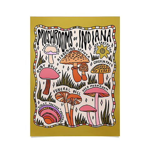 Doodle By Meg Mushrooms of Indiana Poster