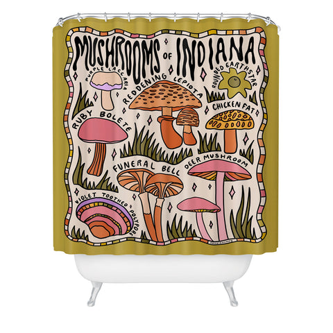 Doodle By Meg Mushrooms of Indiana Shower Curtain