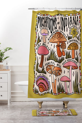 Doodle By Meg Mushrooms of Indiana Shower Curtain And Mat