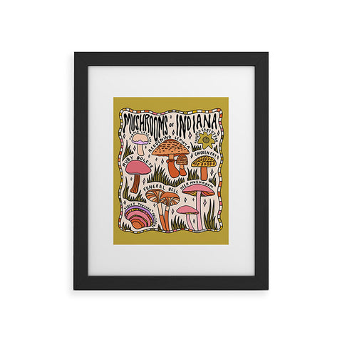 Doodle By Meg Mushrooms of Indiana Framed Art Print