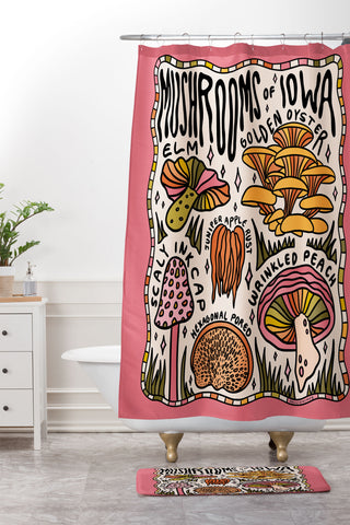 Doodle By Meg Mushrooms of Iowa Shower Curtain And Mat