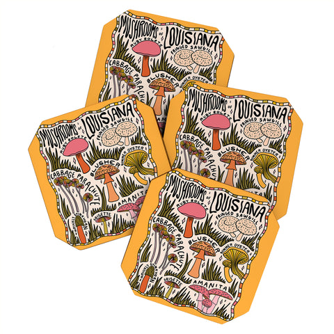 Doodle By Meg Mushrooms of Louisiana Coaster Set