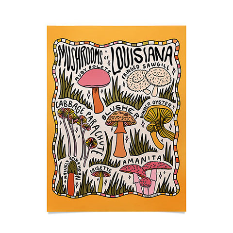 Doodle By Meg Mushrooms of Louisiana Poster