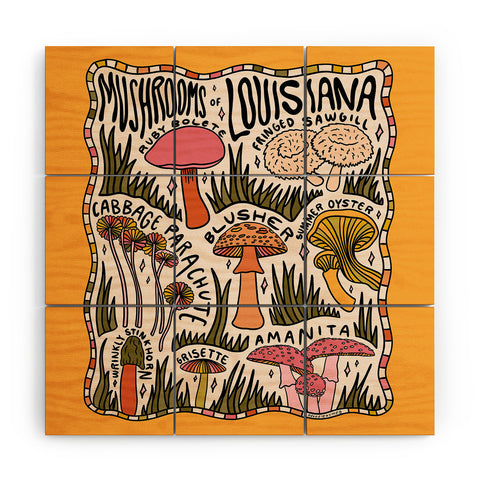 Doodle By Meg Mushrooms of Louisiana Wood Wall Mural