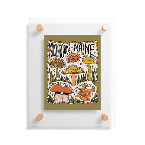 Doodle By Meg Mushrooms of Maine Floating Acrylic Print