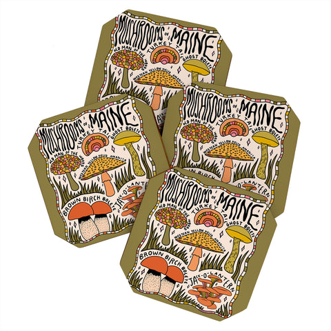 Doodle By Meg Mushrooms of Maine Coaster Set