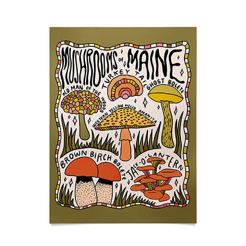 Doodle By Meg Mushrooms of Maine Poster