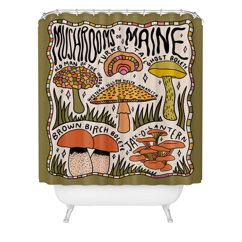 Doodle By Meg Mushrooms of Maine Shower Curtain
