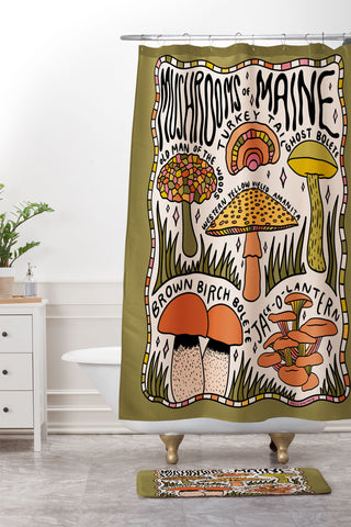 Doodle By Meg Mushrooms of Maine Shower Curtain And Mat