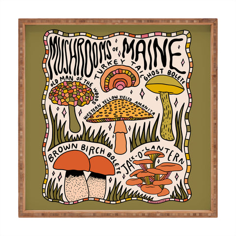 Doodle By Meg Mushrooms of Maine Square Tray