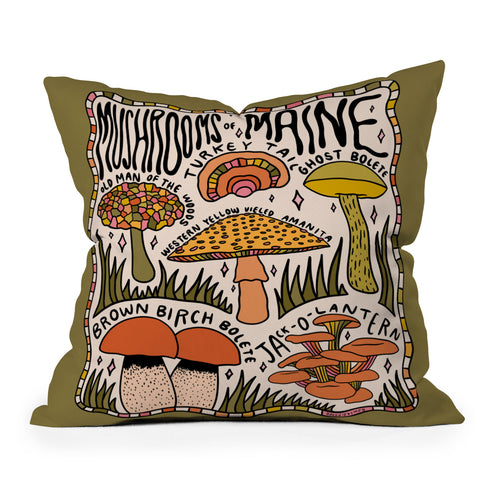 Doodle By Meg Mushrooms of Maine Throw Pillow