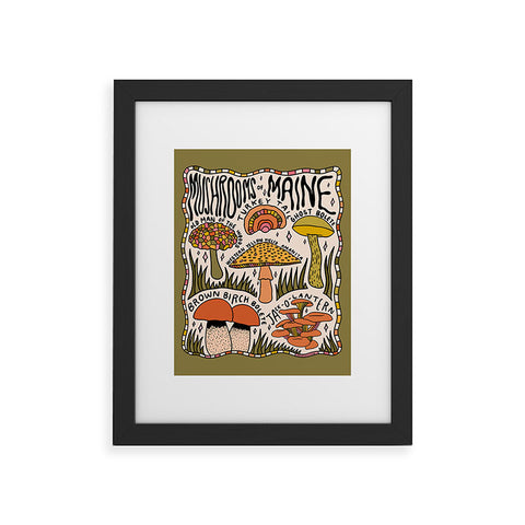 Doodle By Meg Mushrooms of Maine Framed Art Print