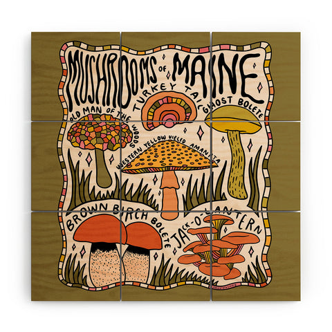 Doodle By Meg Mushrooms of Maine Wood Wall Mural