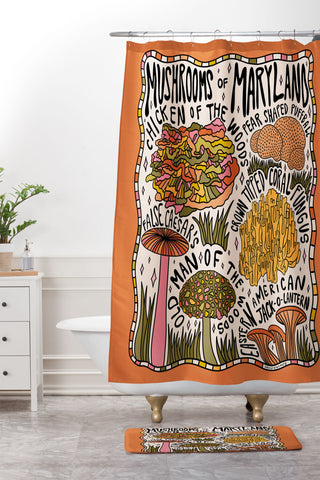 Doodle By Meg Mushrooms of Maryland Shower Curtain And Mat