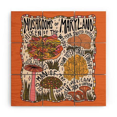 Doodle By Meg Mushrooms of Maryland Wood Wall Mural
