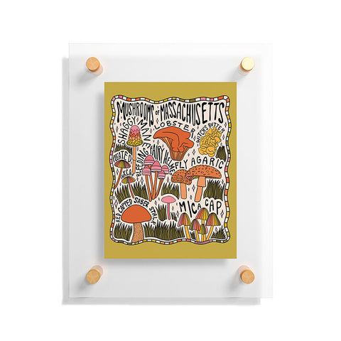 Doodle By Meg Mushrooms of Massachusetts Floating Acrylic Print
