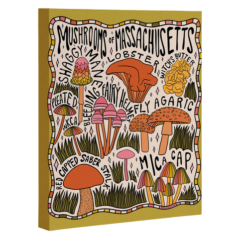 Doodle By Meg Mushrooms of Massachusetts Art Canvas