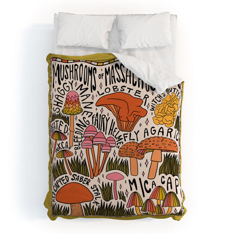 Doodle By Meg Mushrooms of Massachusetts Duvet Cover