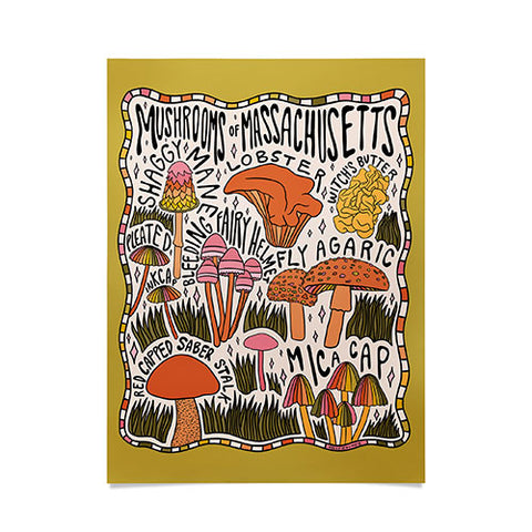 Doodle By Meg Mushrooms of Massachusetts Poster