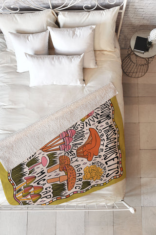 Doodle By Meg Mushrooms of Massachusetts Fleece Throw Blanket