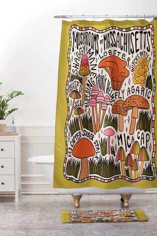 Doodle By Meg Mushrooms of Massachusetts Shower Curtain And Mat