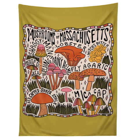 Doodle By Meg Mushrooms of Massachusetts Tapestry