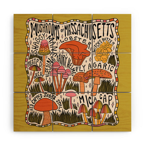 Doodle By Meg Mushrooms of Massachusetts Wood Wall Mural
