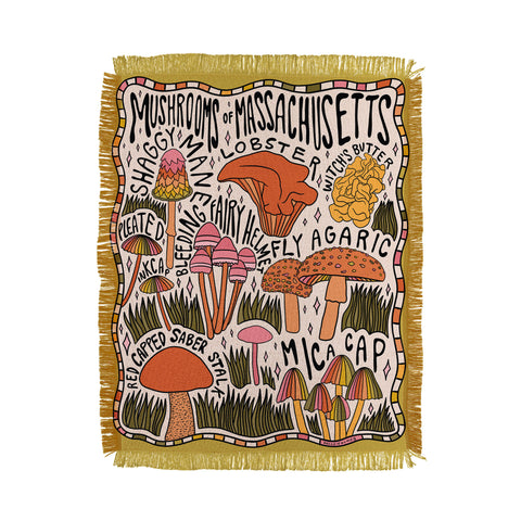 Doodle By Meg Mushrooms of Massachusetts Throw Blanket