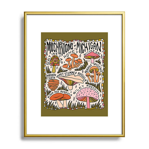Doodle By Meg Mushrooms of Michigan Metal Framed Art Print