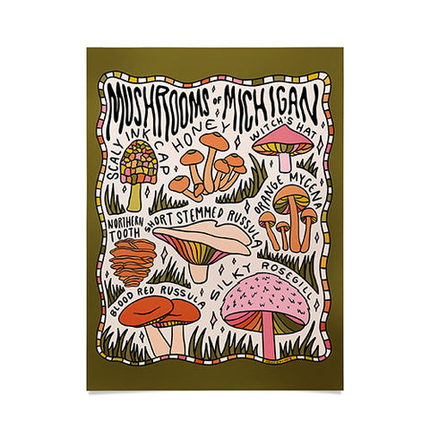 Doodle By Meg Mushrooms of Michigan Poster
