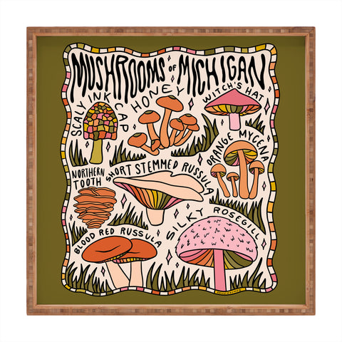 Doodle By Meg Mushrooms of Michigan Square Tray