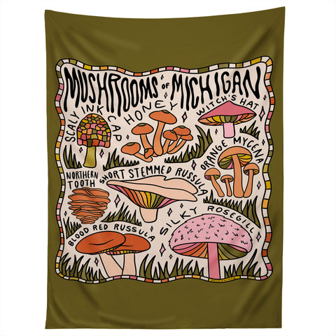 Doodle By Meg Mushrooms of Michigan Tapestry
